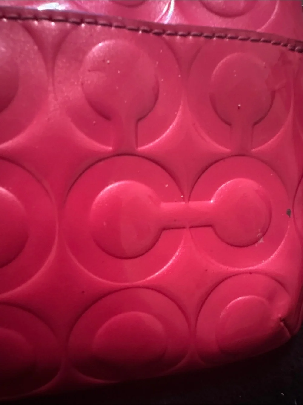 Coach Patent Embossed Pink Wristlet Clutch